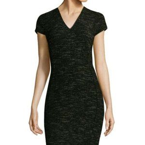 LK Bennett Dress London Tweed Dr Joyce Short Sleeved Midi Black Size 6